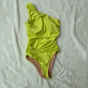J. Crew Lime Green One-Shoulder Swimsuit